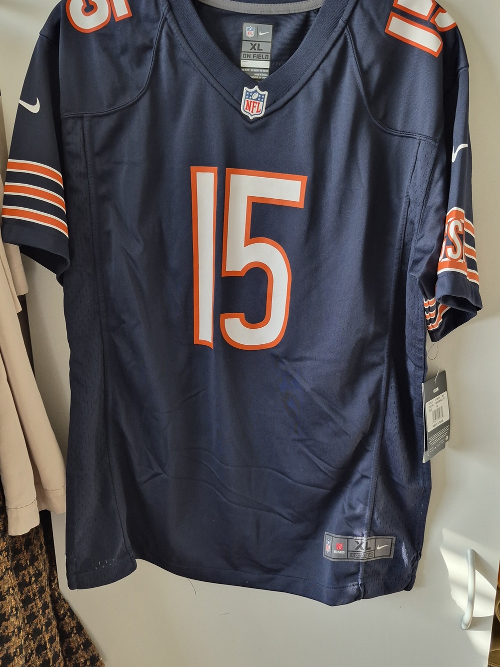 Nike Men's Navy and Orange No.15 Football Jersey Sz XL